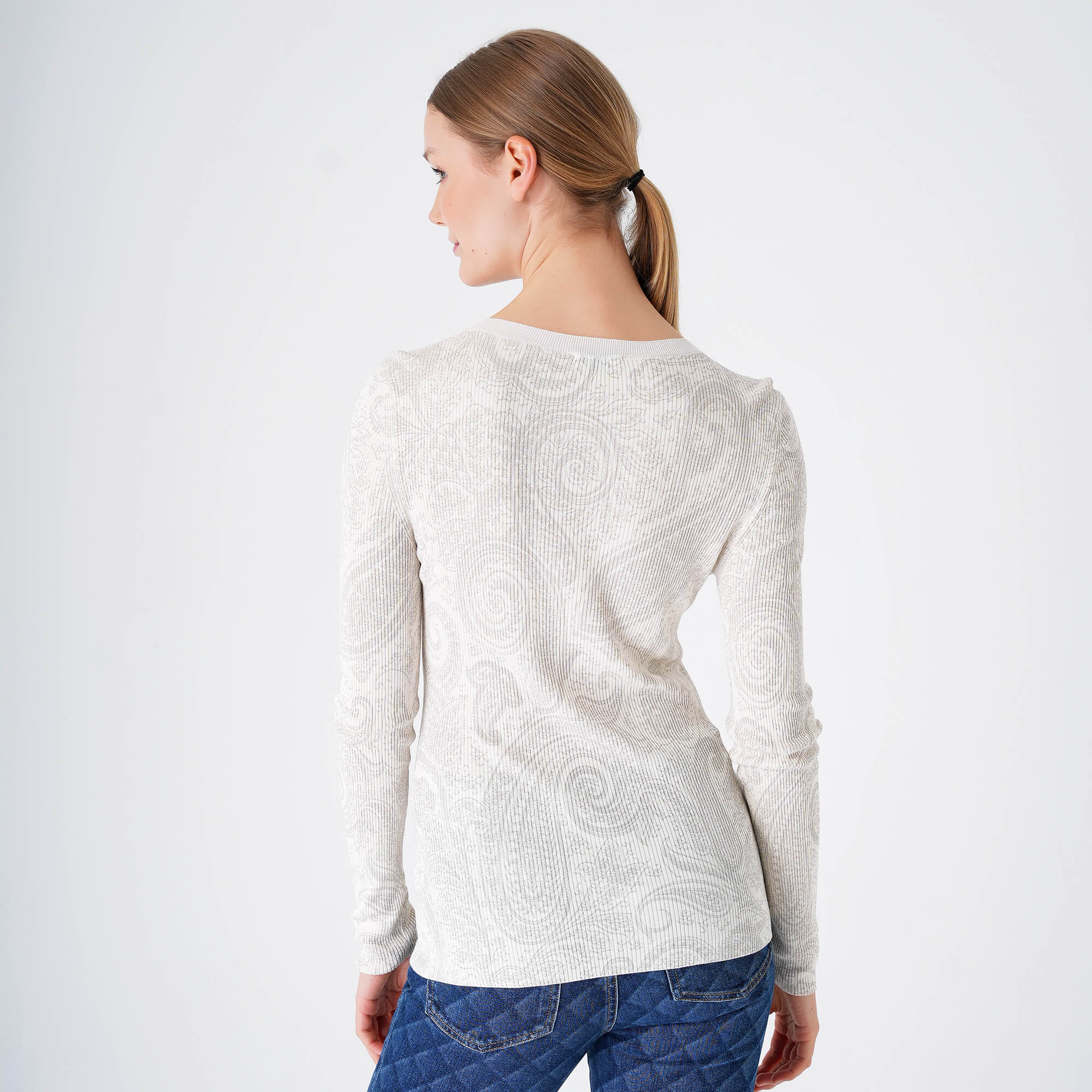 Etro - White & Grey Paisley Thin Sweater